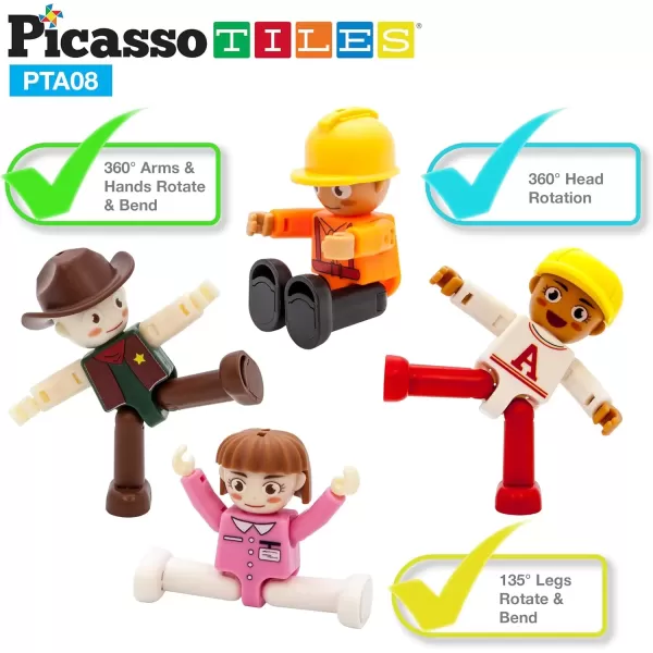 imagePicasso Toys Magnetic Action Figures 8 Piece Family Character for Construction Building Block Tiles Toddler Toy Set Magnet Expansion Variety Pack Educational STEM Learning Kit Pretend Playset PTA1116 Profession