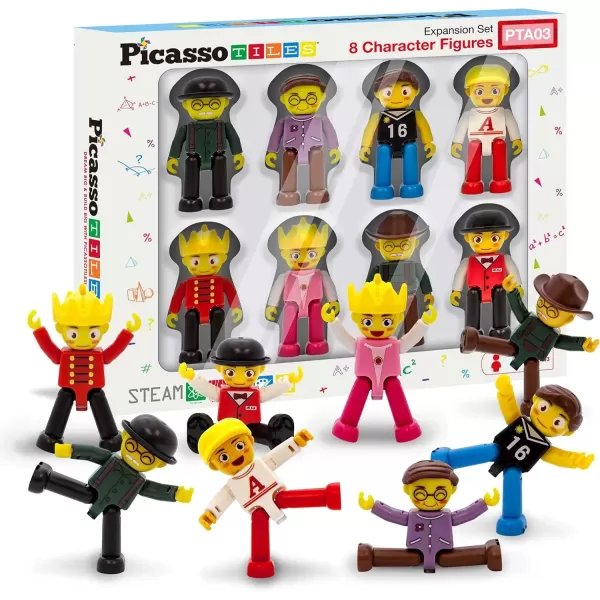 imagePicasso Toys Magnetic Action Figures 8 Piece Family Character for Construction Building Block Tiles Toddler Toy Set Magnet Expansion Variety Pack Educational STEM Learning Kit Pretend Playset PTA118 Profession