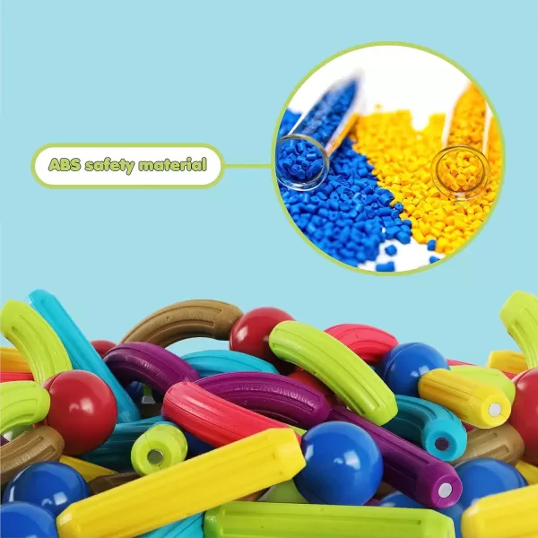 imagePicassoTiles 100 PCs Magnetic Building Stick Block Construction Set with Storage Bin Colorful STEM Toy Blocks Bar Balls ampamp Rods Montessori Educational for All Ages Puzzle Toy for Boys ampamp Girls PTX100PTX100