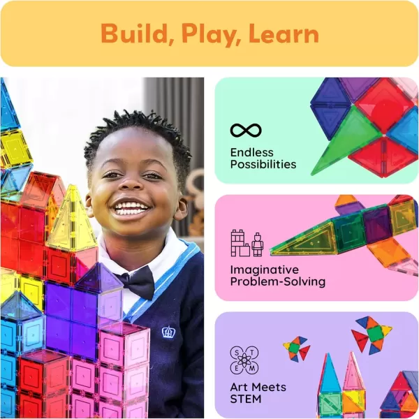 imagePicassoTiles 100 Piece Set 100pcs Magnet Building Tiles Clear Magnetic 3D Blocks Construction Playboards Creativity Beyond Imagination Inspirational Recreational Educational Conventional