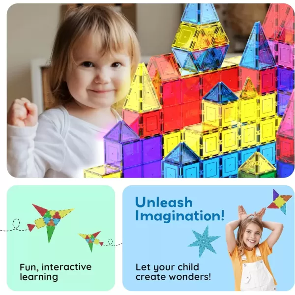 imagePicassoTiles 100 Piece Set 100pcs Magnet Building Tiles Clear Magnetic 3D Blocks Construction Playboards Creativity Beyond Imagination Inspirational Recreational Educational Conventional