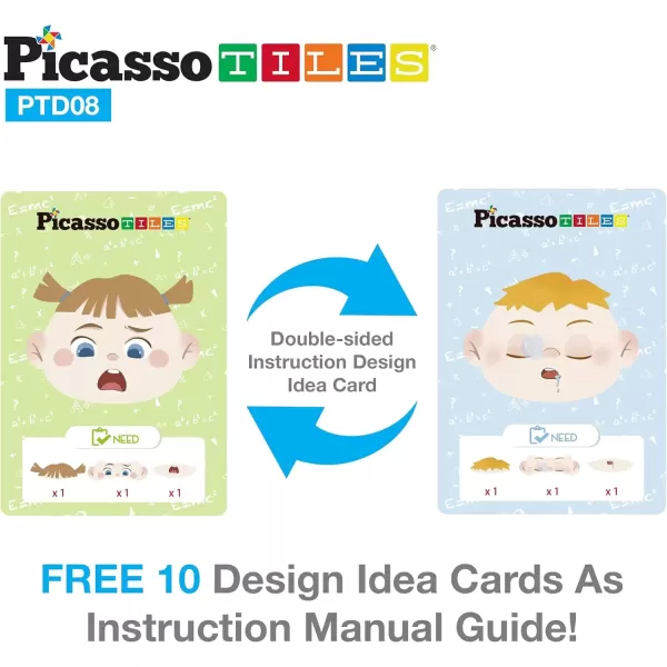 imagePicassoTiles 108pcs Reusable Magnetic Face Sticker Puzzle Book Drawing Board Set for KidsEducational and Learning Activity Books Toys ampamp Activity STEM Learning Toys Early Education ToysGifts Boys