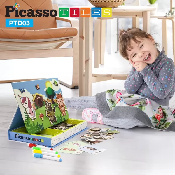 imagePicassoTiles 112 Piece Magnetic Mix ampamp Match Animal Building Activity DIY Combination Puzzle Book Kid Toy Set Educational Playset STEM Learning 20 FREE Unique Animals Creative Inspirational Idea Cards
