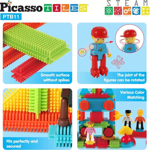 imagePicassoTiles 120pcs Hedgehog Interlocking Building Blocks Tiles Construction Toy Set Learning Playset STEAM Development Preschool Kindergarten Toy for Kids Age3 PTB120Hedgehog 11pc
