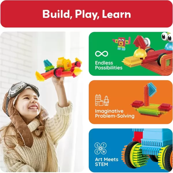 imagePicassoTiles 120pcs Hedgehog Interlocking Building Blocks Tiles Construction Toy Set Learning Playset STEAM Development Preschool Kindergarten Toy for Kids Age3 PTB120120 pcs
