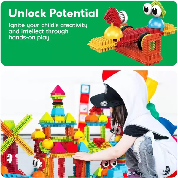 imagePicassoTiles 120pcs Hedgehog Interlocking Building Blocks Tiles Construction Toy Set Learning Playset STEAM Development Preschool Kindergarten Toy for Kids Age3 PTB120120 pcs