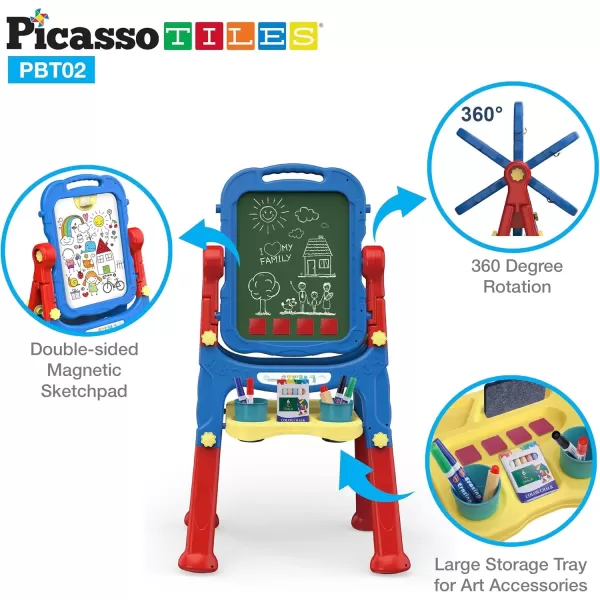 imagePicassoTiles Allinone Kids Art Easel Drawing Board Chalkboard ampamp Whiteboard with Art Accessories Toddler Toys Children Learning Tools  Gift for Age 3 to 8 Years Old Kids Boys Girls PBT02