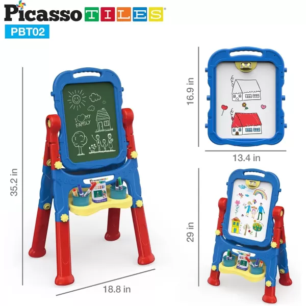 imagePicassoTiles Allinone Kids Art Easel Drawing Board Chalkboard ampamp Whiteboard with Art Accessories Toddler Toys Children Learning Tools  Gift for Age 3 to 8 Years Old Kids Boys Girls PBT02