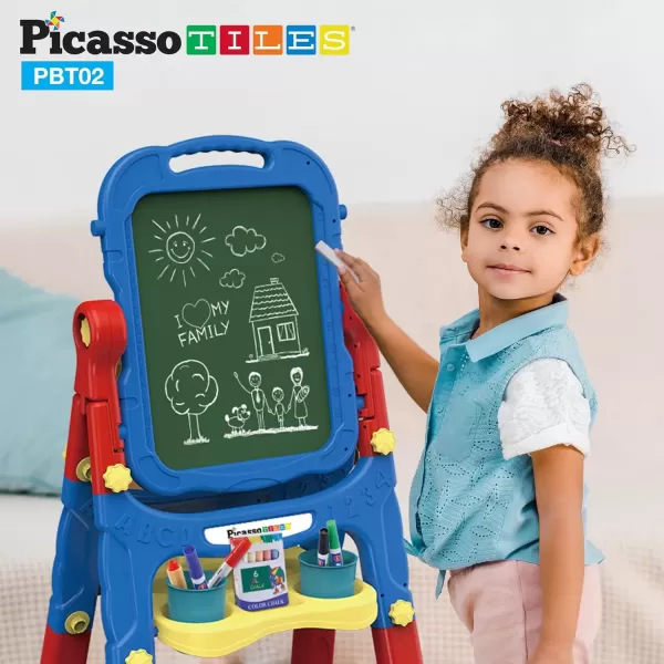 imagePicassoTiles Allinone Kids Art Easel Drawing Board Chalkboard ampamp Whiteboard with Art Accessories Toddler Toys Children Learning Tools  Gift for Age 3 to 8 Years Old Kids Boys Girls PBT02