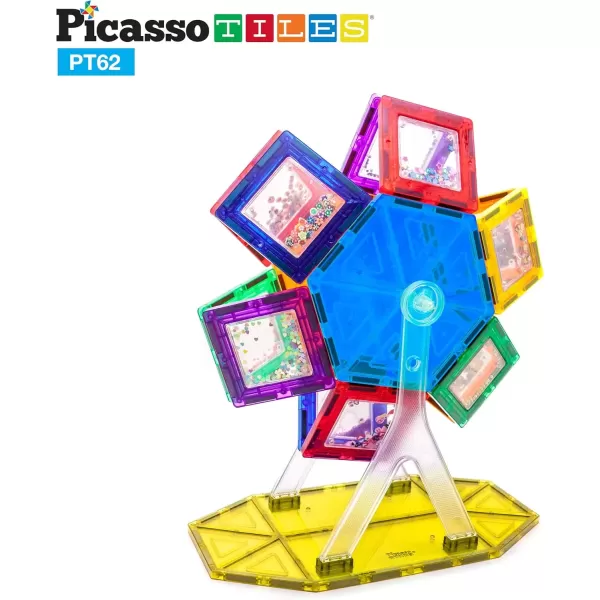 imagePicassoTiles Kids Toy Building Block Ferris Wheel Set LED Light Children Construction Kit Magnet Tiles Magnetic STEM Interlocking Playboard Educational Learning Stacking Blocks Brain Development PT6262pc