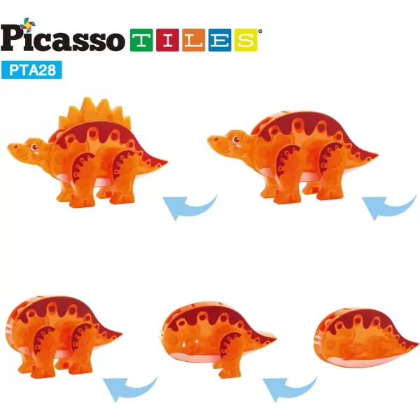 imagePicassoTiles Magnet Building Tile Blocks Addon 8 Magnetized Action Figures Construction Vehicle Zoo Animal Theme Compatible with Magnetic Build Tiles Playset STEM Learning Girls Boys Ages 3 PTA21MixMatch5