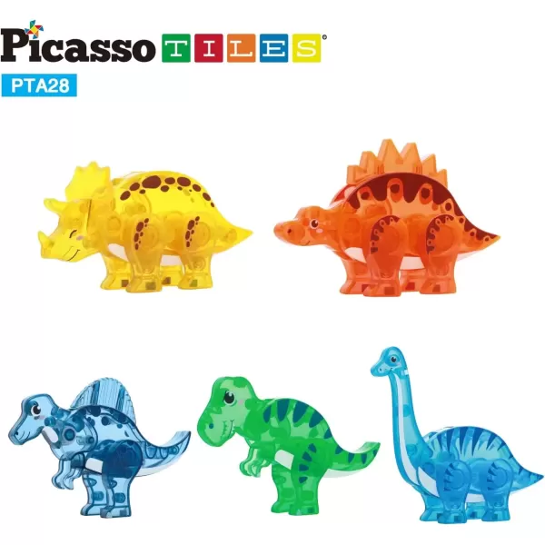 imagePicassoTiles Magnet Building Tile Blocks Addon 8 Magnetized Action Figures Construction Vehicle Zoo Animal Theme Compatible with Magnetic Build Tiles Playset STEM Learning Girls Boys Ages 3 PTA21MixMatch5