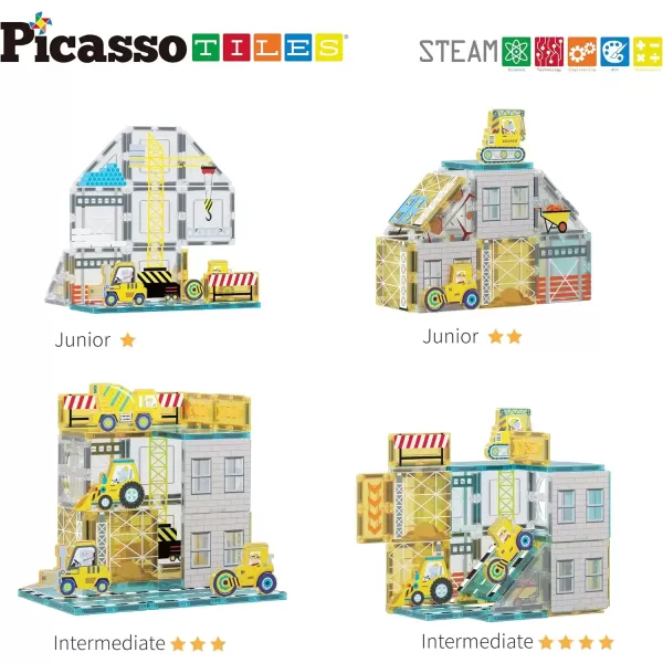 imagePicassoTiles Magnet Tile Building Block Safari Themed Set with 8 Compatible Magnetized Animal Action Figures Build Blocks Toddler Creativity Toys STEAM Educational Learning Skills Ages 3 PTQ12Truck Theme