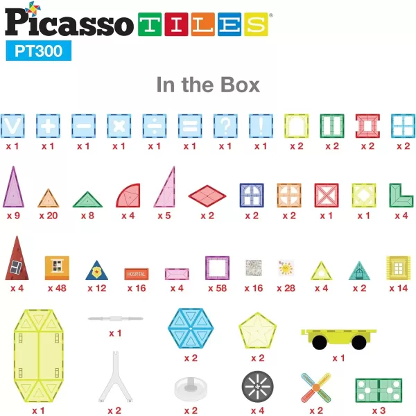 imagePicassoTiles Magnet Tile Building Block Set Magnetic Construction Square Triangle Tiles Toy Kit Sparking Creativity Geometric Shapes STEM Educational Learning Brain Development Kids Ages 3 PB12PT300