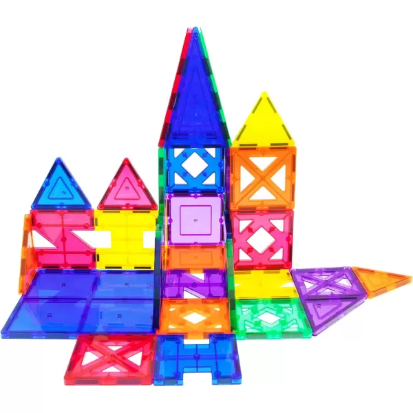 imagePicassoTiles Magnet Tile Building Block Set Magnetic Construction Square Triangle Tiles Toy Kit Sparking Creativity Geometric Shapes STEM Educational Learning Brain Development Kids Ages 3 PB12PT33