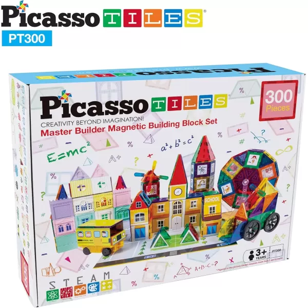 imagePicassoTiles Magnet Tile Building Block Set Magnetic Construction Square Triangle Tiles Toy Kit Sparking Creativity Geometric Shapes STEM Educational Learning Brain Development Kids Ages 3 PB12PT300