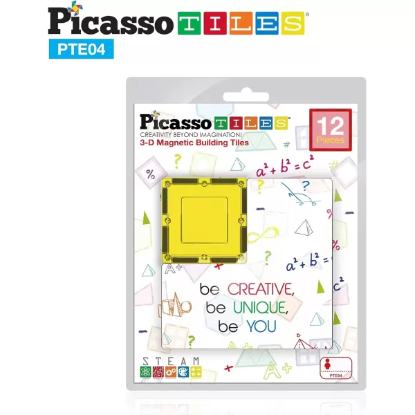 imagePicassoTiles Magnetic Building Block Large Square Shape Magnet Tiles Construction Toy STEM Learning Kit Educational Playset Playboard Pretend Play Stacking Blocks Child Brain Development PTE0912Pc Square