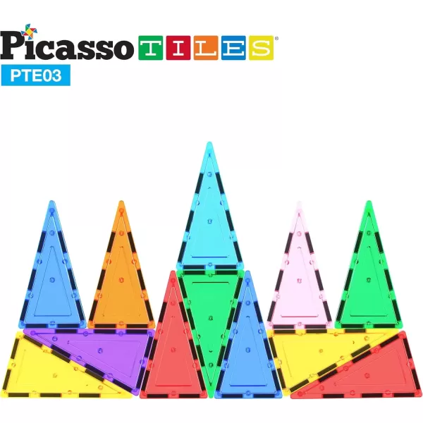 imagePicassoTiles Magnetic Building Block Large Square Shape Magnet Tiles Construction Toy STEM Learning Kit Educational Playset Playboard Pretend Play Stacking Blocks Child Brain Development PTE0912Pc I Triangle