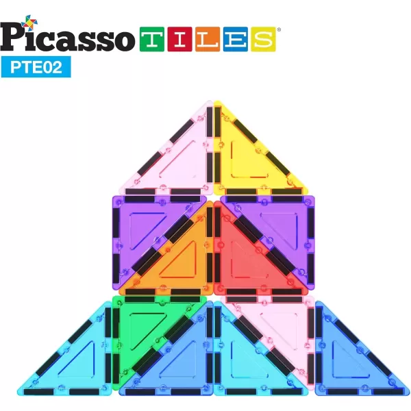 imagePicassoTiles Magnetic Building Block Large Square Shape Magnet Tiles Construction Toy STEM Learning Kit Educational Playset Playboard Pretend Play Stacking Blocks Child Brain Development PTE0912Pc R Triangle
