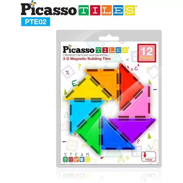 imagePicassoTiles Magnetic Building Block Large Square Shape Magnet Tiles Construction Toy STEM Learning Kit Educational Playset Playboard Pretend Play Stacking Blocks Child Brain Development PTE0912Pc R Triangle