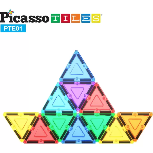 imagePicassoTiles Magnetic Building Block Large Square Shape Magnet Tiles Construction Toy STEM Learning Kit Educational Playset Playboard Pretend Play Stacking Blocks Child Brain Development PTE0912Pc E Triangle