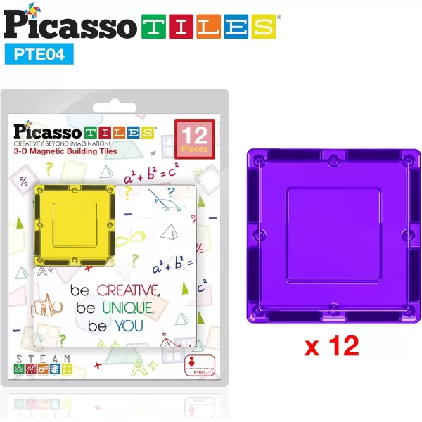 imagePicassoTiles Magnetic Building Block Large Square Shape Magnet Tiles Construction Toy STEM Learning Kit Educational Playset Playboard Pretend Play Stacking Blocks Child Brain Development PTE0912Pc Square