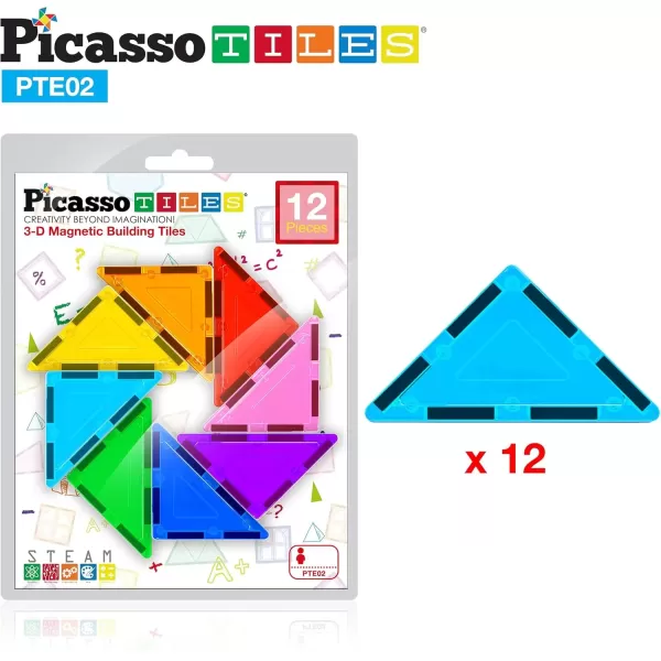 imagePicassoTiles Magnetic Building Block Large Square Shape Magnet Tiles Construction Toy STEM Learning Kit Educational Playset Playboard Pretend Play Stacking Blocks Child Brain Development PTE0912Pc R Triangle
