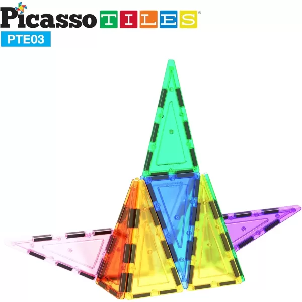 imagePicassoTiles Magnetic Building Block Large Square Shape Magnet Tiles Construction Toy STEM Learning Kit Educational Playset Playboard Pretend Play Stacking Blocks Child Brain Development PTE0912Pc I Triangle