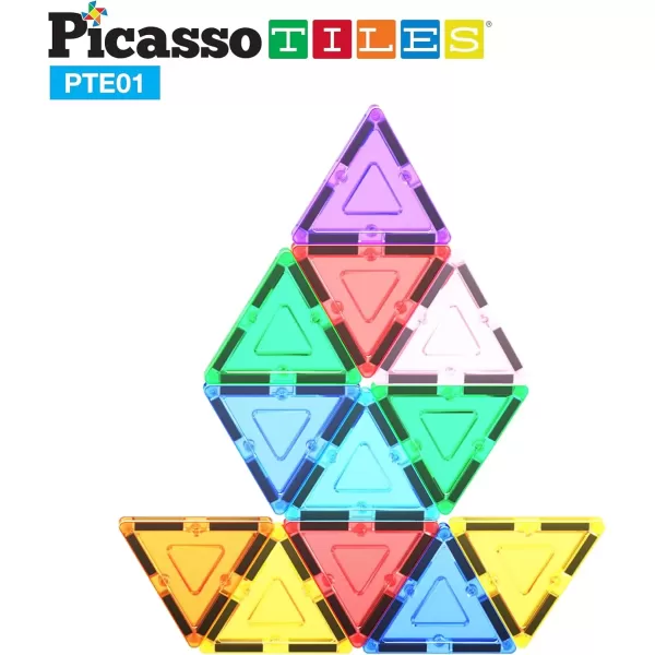 imagePicassoTiles Magnetic Building Block Large Square Shape Magnet Tiles Construction Toy STEM Learning Kit Educational Playset Playboard Pretend Play Stacking Blocks Child Brain Development PTE0912Pc E Triangle