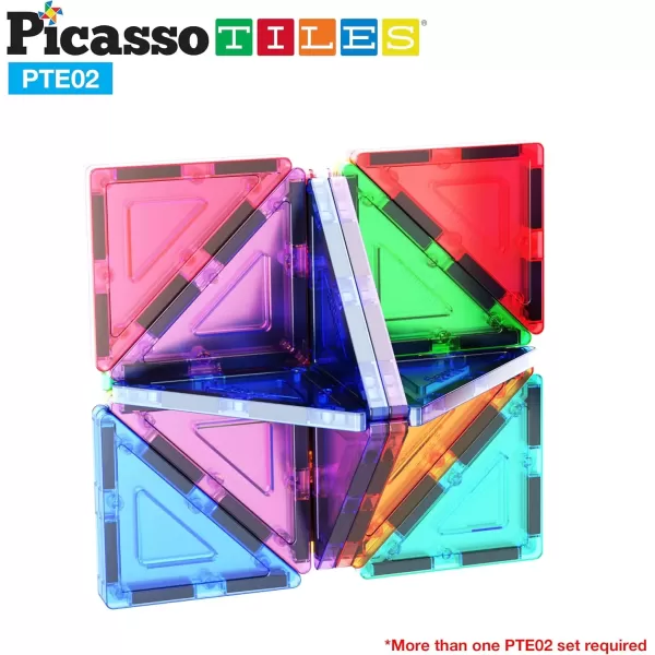imagePicassoTiles Magnetic Building Block Large Square Shape Magnet Tiles Construction Toy STEM Learning Kit Educational Playset Playboard Pretend Play Stacking Blocks Child Brain Development PTE0912Pc R Triangle