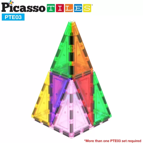imagePicassoTiles Magnetic Building Block Large Square Shape Magnet Tiles Construction Toy STEM Learning Kit Educational Playset Playboard Pretend Play Stacking Blocks Child Brain Development PTE0912Pc I Triangle