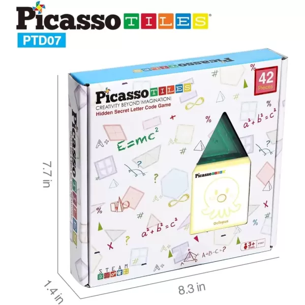 imagePicassoTiles Magnetic Building Tiles Learning Set with Animal Food and Letters Card Magnet Block Combo Set Attachable Magnify STEM Educational Construction Set for Boys ampamp Girls Ages 3