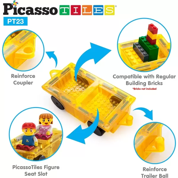 imagePicassoTiles Magnetic Car Play Set with Action Figures for Kids 3  STEM Building Block Vehicle Toy