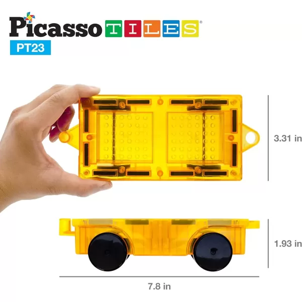 imagePicassoTiles Magnetic Car Play Set with Action Figures for Kids 3  STEM Building Block Vehicle Toy