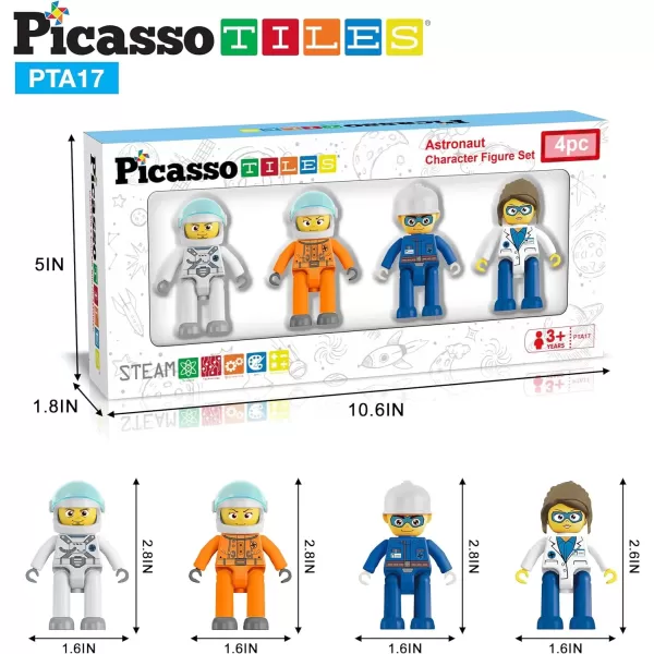 imagePicassoTiles Magnetic Figures 5 Piece Vehicle and Action Figure Set Including School Bus Car Truck and 2 Drivers Magnet Expansion Pack Toddler Toy Kit Pretend Playset for Construction Building BlockAstronaut