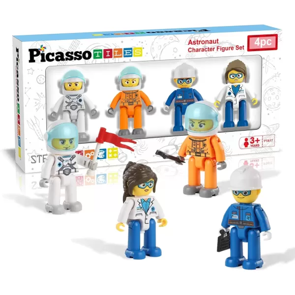 imagePicassoTiles Magnetic Figures 5 Piece Vehicle and Action Figure Set Including School Bus Car Truck and 2 Drivers Magnet Expansion Pack Toddler Toy Kit Pretend Playset for Construction Building BlockAstronaut