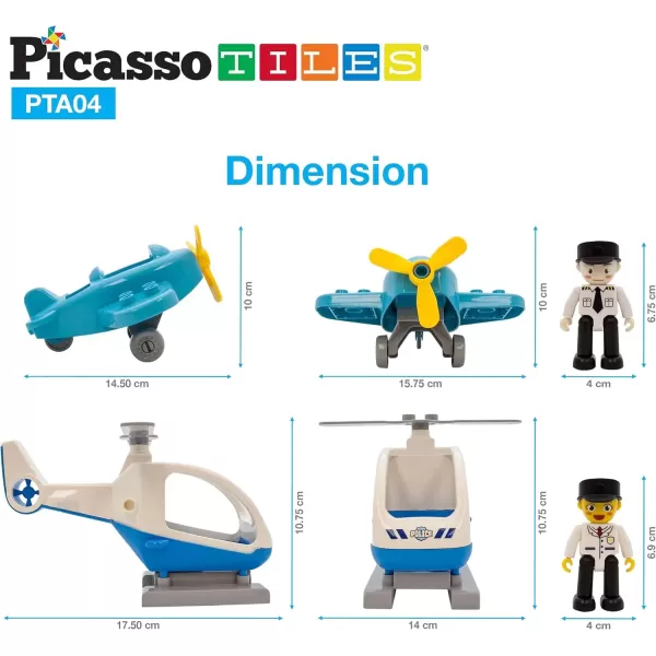 imagePicassoTiles Magnetic Figures 5 Piece Vehicle and Action Figure Set Including School Bus Car Truck and 2 Drivers Magnet Expansion Pack Toddler Toy Kit Pretend Playset for Construction Building BlockAircraft
