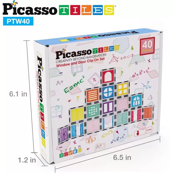 imagePicassoTiles Magnetic Tile Clipin Window and Door Expansion Set Magnetic Block Addons Magnet Building Construction Toys STEM Education Learning Stacking Block Toddler Boys ampamp Girls