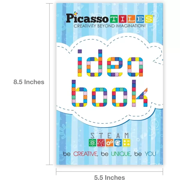 imagePicassoTiles STEAM Idea Book  230 Pages of Magnet Tiles Building Block Creation Ideas Installation Instruction Toy Difficulty Guide Indicator Learning Book Brain Development for Kids Age 3
