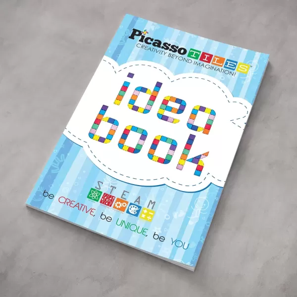 imagePicassoTiles STEAM Idea Book  230 Pages of Magnet Tiles Building Block Creation Ideas Installation Instruction Toy Difficulty Guide Indicator Learning Book Brain Development for Kids Age 3