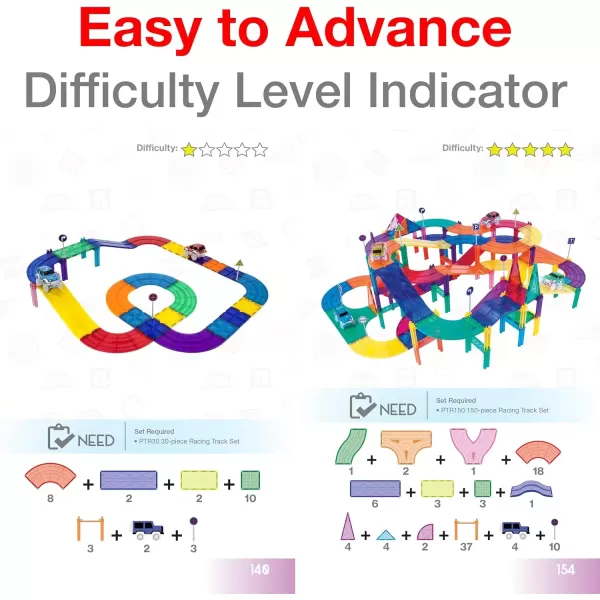 imagePicassoTiles STEAM Idea Book  230 Pages of Magnet Tiles Building Block Creation Ideas Installation Instruction Toy Difficulty Guide Indicator Learning Book Brain Development for Kids Age 3