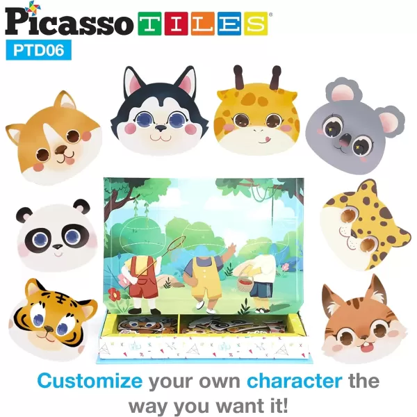 imagePicassotiles 120pcs Magnetic Animal Sticker Puzzle Book Drawing Board Set for Kids Educational and Learning Activity Books Toys ampamp Activity STEM Learning Toys Early Education Toys Gifts Boys Girls