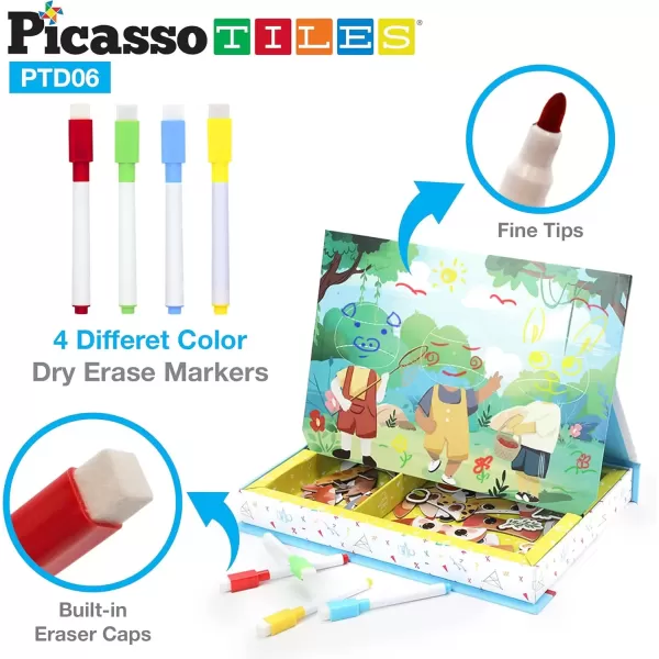 imagePicassotiles 120pcs Magnetic Animal Sticker Puzzle Book Drawing Board Set for Kids Educational and Learning Activity Books Toys ampamp Activity STEM Learning Toys Early Education Toys Gifts Boys Girls