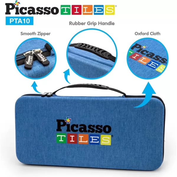 imagePicassoTiles 60PC Magnetic Tiles  Carry Case Bundle STEAM Educational Playset for Kids Includes Travel Storage Organizer  Fun Learning Construction Toy Engineering Design Sensory Development