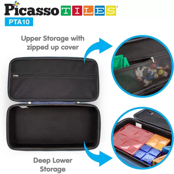 imagePicassoTiles 60PC Magnetic Tiles  Carry Case Bundle STEAM Educational Playset for Kids Includes Travel Storage Organizer  Fun Learning Construction Toy Engineering Design Sensory Development