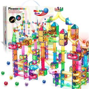 imagePicassoTiles Marble Run 150Piece Magnetic Tile Race Track Toy Play Set STEM Building ampamp Learning Educational Magnet Construction Kit Child Brain Development Toys Boys Girls Age 3 4 5 6 7 8 Years Old200 Piece