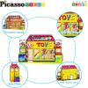 imagePicassoTiles 60pc Magnetic Building Block Magnet Tile Toy Shop Theme Pretend Play Construction Kit Reconfigurable Printed Structure DoubleSided Printing Education STEM Learning Playset Ages 3 PTQ50