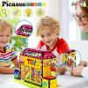 imagePicassoTiles 60pc Magnetic Building Block Magnet Tile Toy Shop Theme Pretend Play Construction Kit Reconfigurable Printed Structure DoubleSided Printing Education STEM Learning Playset Ages 3 PTQ50