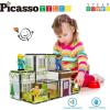 imagePicassoTiles Magnet Tile Building Block Family Homestead Doll House Theme Playset 8 Character Action Figures Double Sided Magnetic Tiles Printing STEM Education Learning Kit Toy Set Kids Ages 3 PTQ06