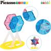 imagePicassoTiles Magnet Tile Building Blocks Ferris Wheel Amusement Rotating Accessory Kit Compatible with Full Sized Magnetic Tiles Construction Toy Set Education STEM Learning 3D Toddler Kid Age 3 PT09